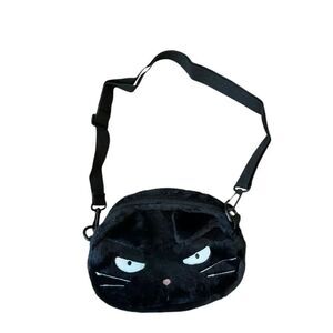 Small Plush Black Cat Shoulder Bag Cute Kitten Kitty Purse Removable Strap New
